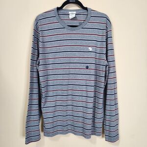 Abercrombie & Fitch Pullover Muscle Shirt Men Size Large Gray Stripe Long Sleeve